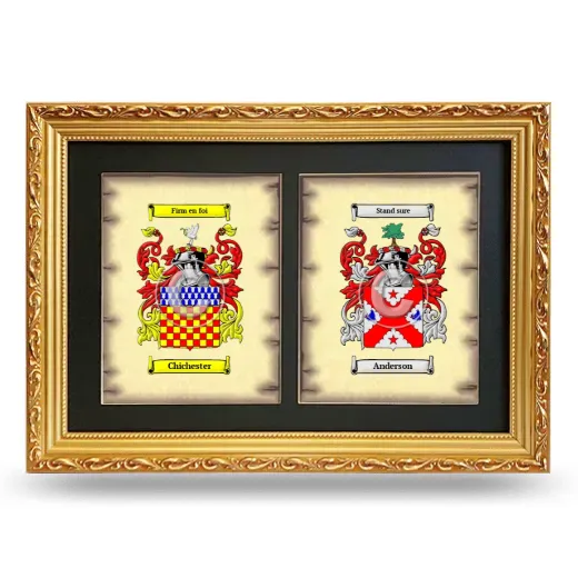 Double Coat of Arms Framed - Gold