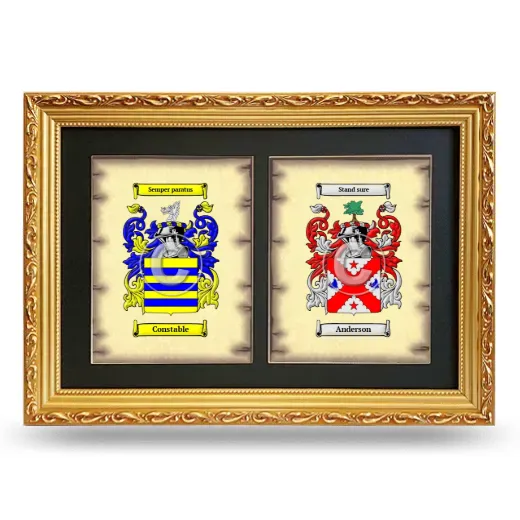 Double Coat of Arms Framed - Gold