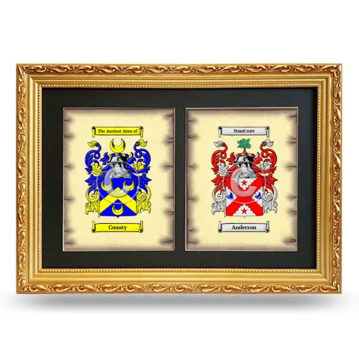 Double Coat of Arms Framed - Gold
