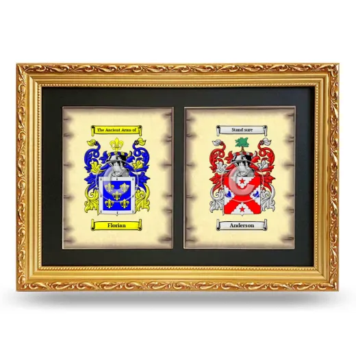 Double Coat of Arms Framed - Gold