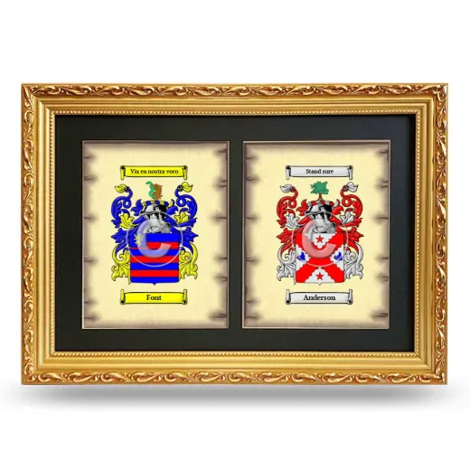 Double Coat of Arms Framed - Gold