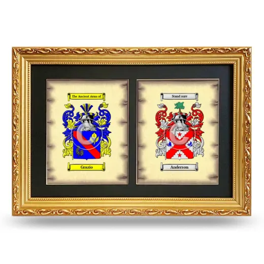 Double Coat of Arms Framed - Gold