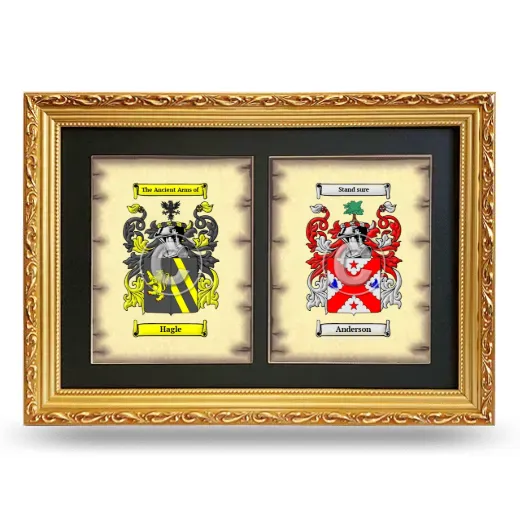 Double Coat of Arms Framed - Gold
