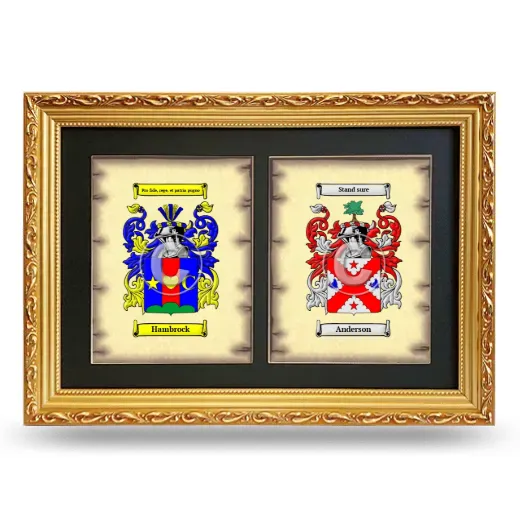 Double Coat of Arms Framed - Gold