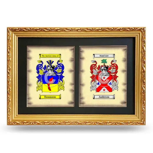 Double Coat of Arms Framed - Gold