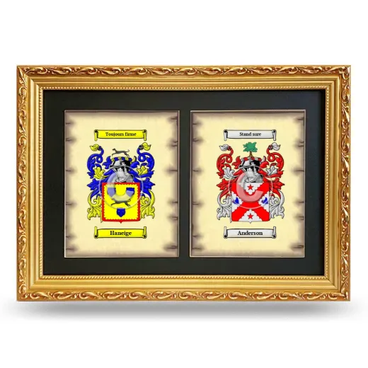 Double Coat of Arms Framed - Gold