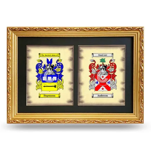Double Coat of Arms Framed - Gold