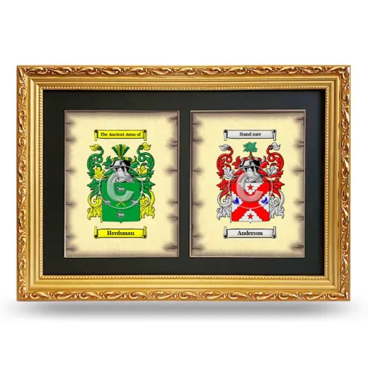 Double Coat of Arms Framed - Gold