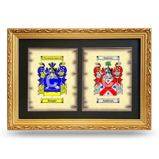 Double Coat of Arms Framed - Gold