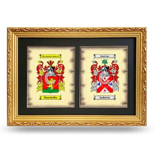 Double Coat of Arms Framed - Gold