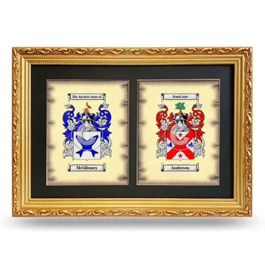 Double Coat of Arms Framed - Gold