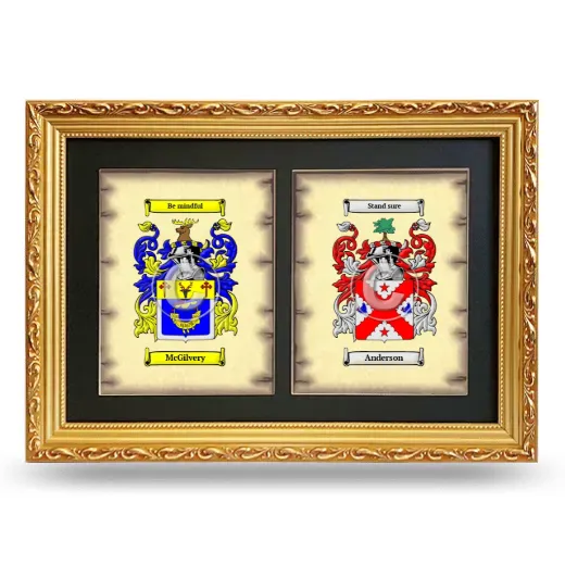 Double Coat of Arms Framed - Gold