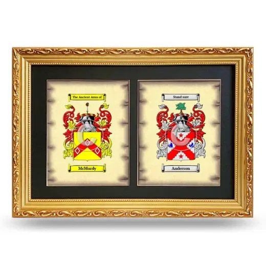 Double Coat of Arms Framed - Gold