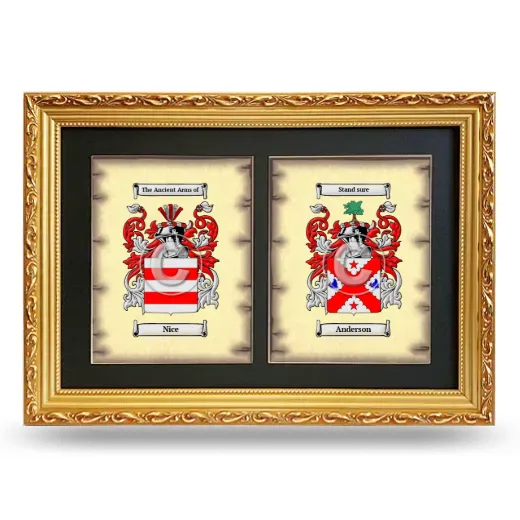 Double Coat of Arms Framed - Gold
