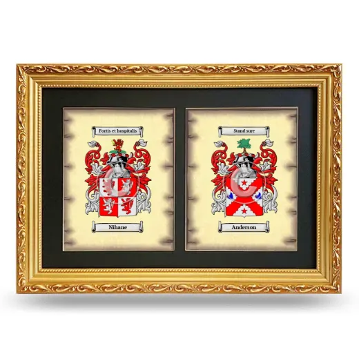 Double Coat of Arms Framed - Gold