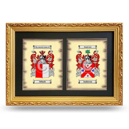 Double Coat of Arms Framed - Gold