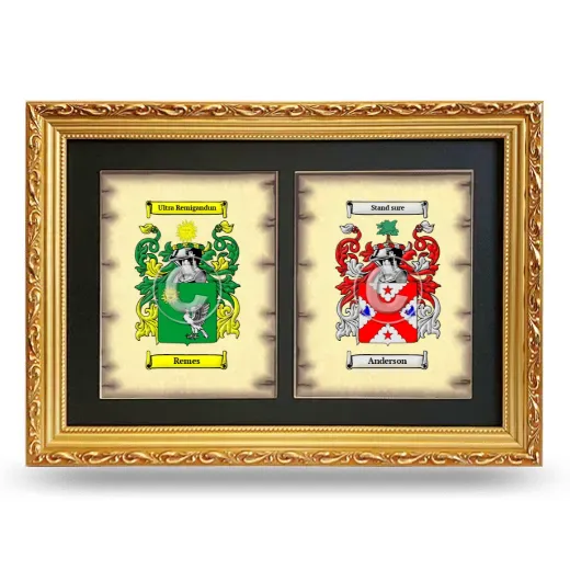 Double Coat of Arms Framed - Gold