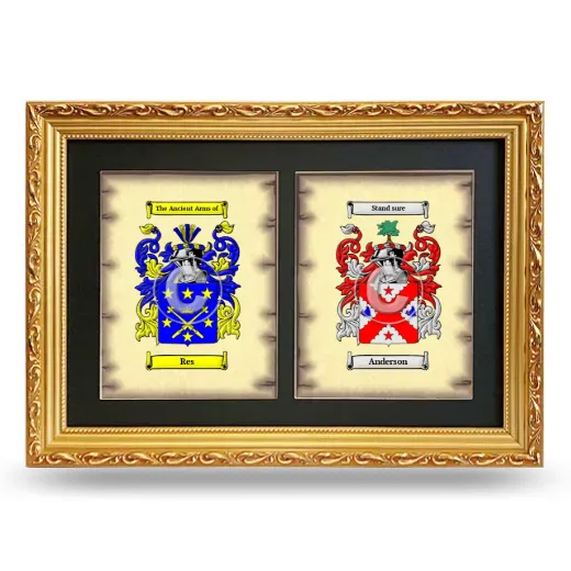 Double Coat of Arms Framed - Gold
