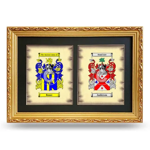 Double Coat of Arms Framed - Gold