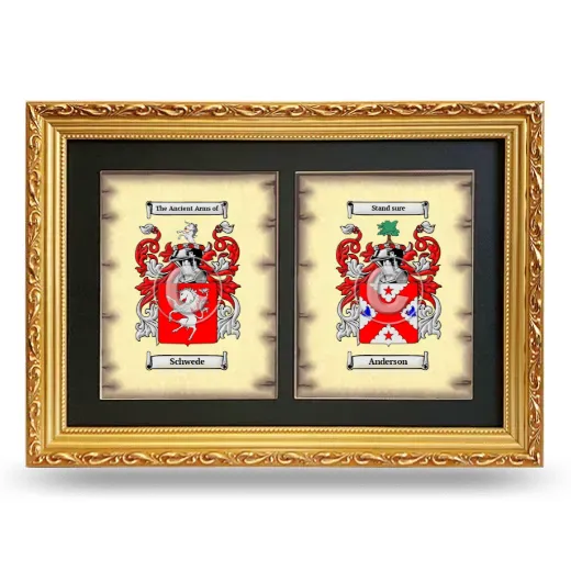 Double Coat of Arms Framed - Gold