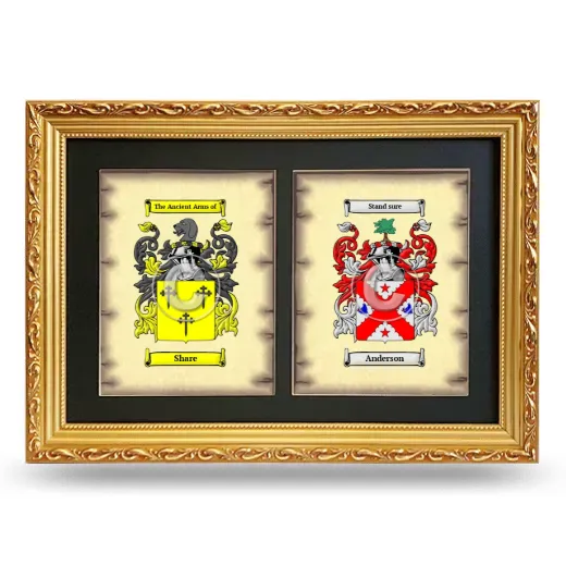 Double Coat of Arms Framed - Gold