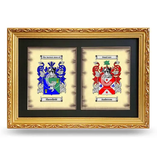 Double Coat of Arms Framed - Gold
