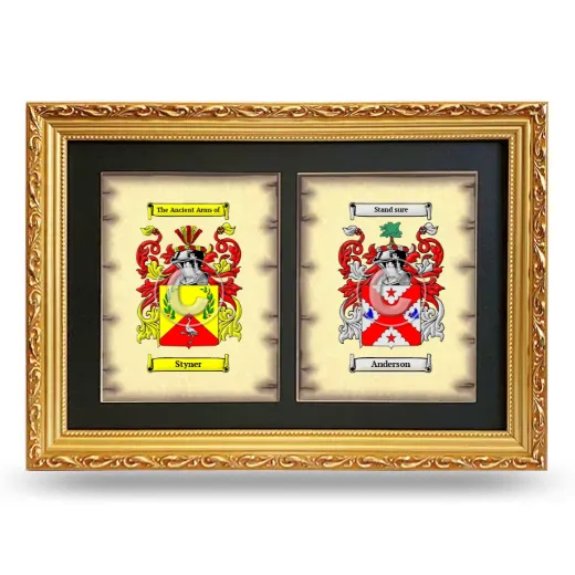 Double Coat of Arms Framed - Gold