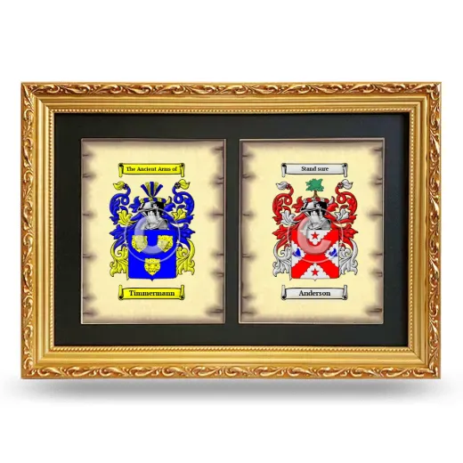 Double Coat of Arms Framed - Gold