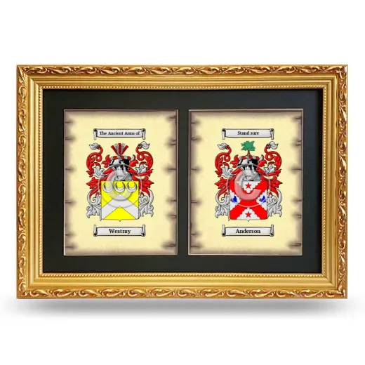 Double Coat of Arms Framed - Gold
