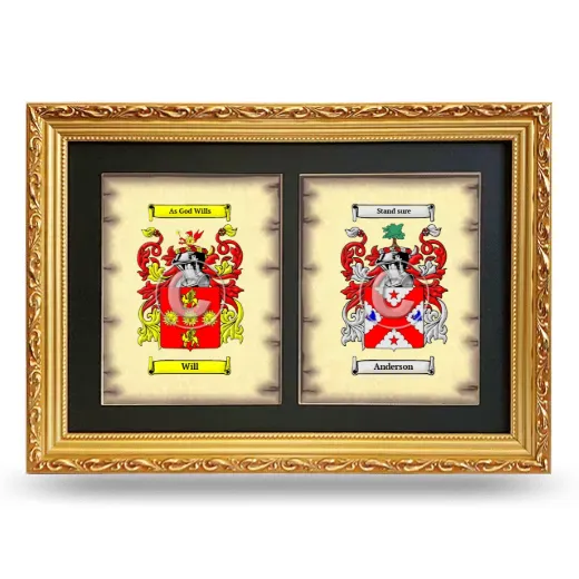 Double Coat of Arms Framed - Gold