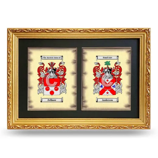 Double Coat of Arms Framed - Gold