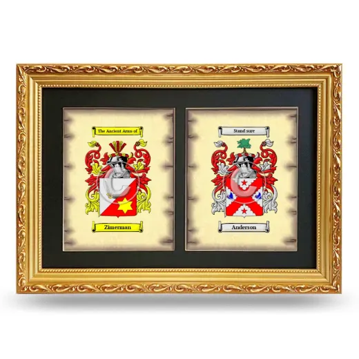 Double Coat of Arms Framed - Gold