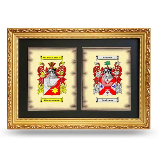 Double Coat of Arms Framed - Gold