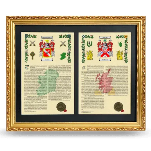 Double Armorial History Framed - Gold