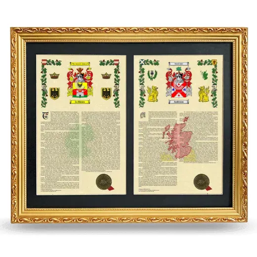 Double Armorial History Framed - Gold