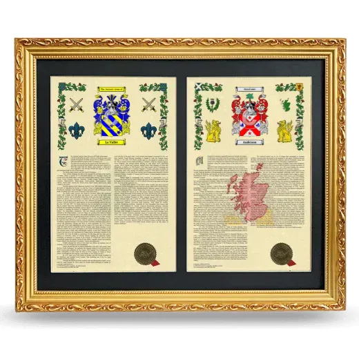 Double Armorial History Framed - Gold