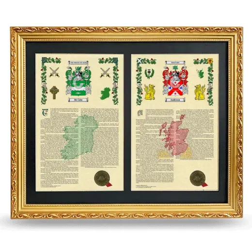 Double Armorial History Framed - Gold
