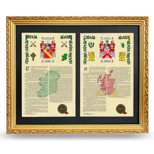 Double Armorial History Framed - Gold