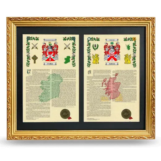 Double Armorial History Framed - Gold