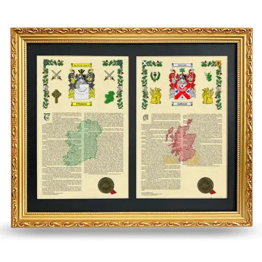 Double Armorial History Framed - Gold