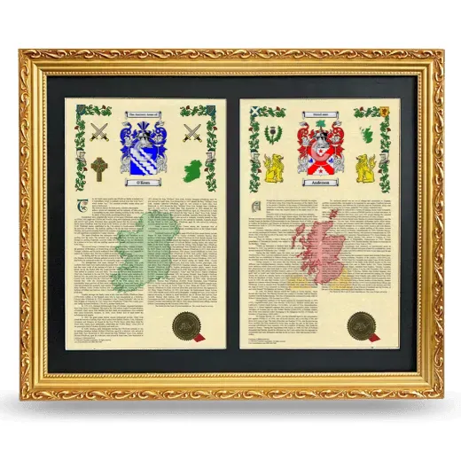 Double Armorial History Framed - Gold