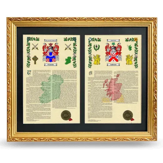 Double Armorial History Framed - Gold