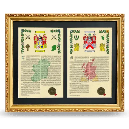 Double Armorial History Framed - Gold