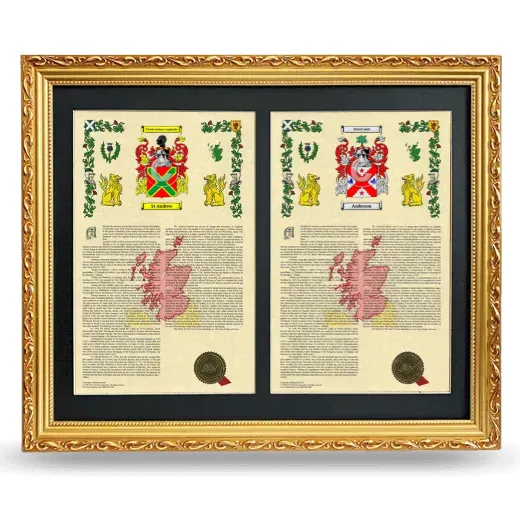 Double Armorial History Framed - Gold