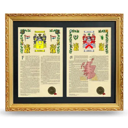 Double Armorial History Framed - Gold