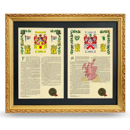 Double Armorial History Framed - Gold