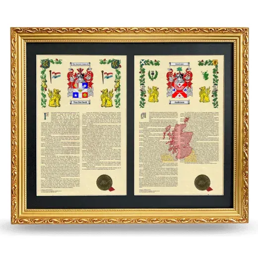 Double Armorial History Framed - Gold