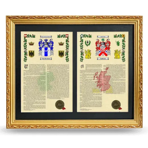 Double Armorial History Framed - Gold