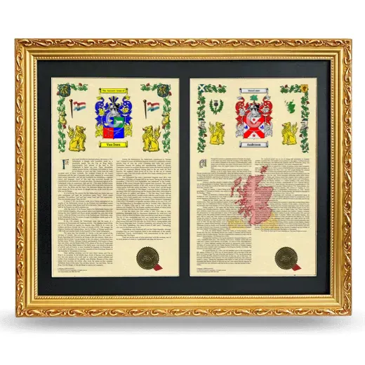 Double Armorial History Framed - Gold