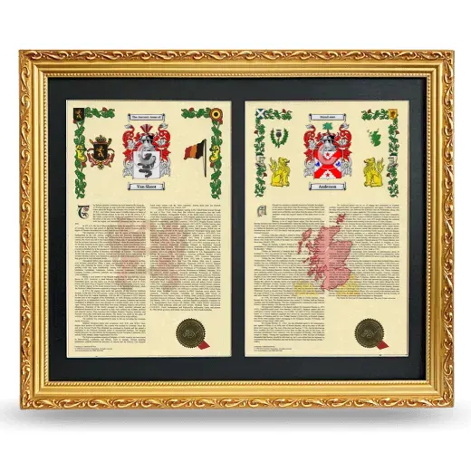 Double Armorial History Framed - Gold